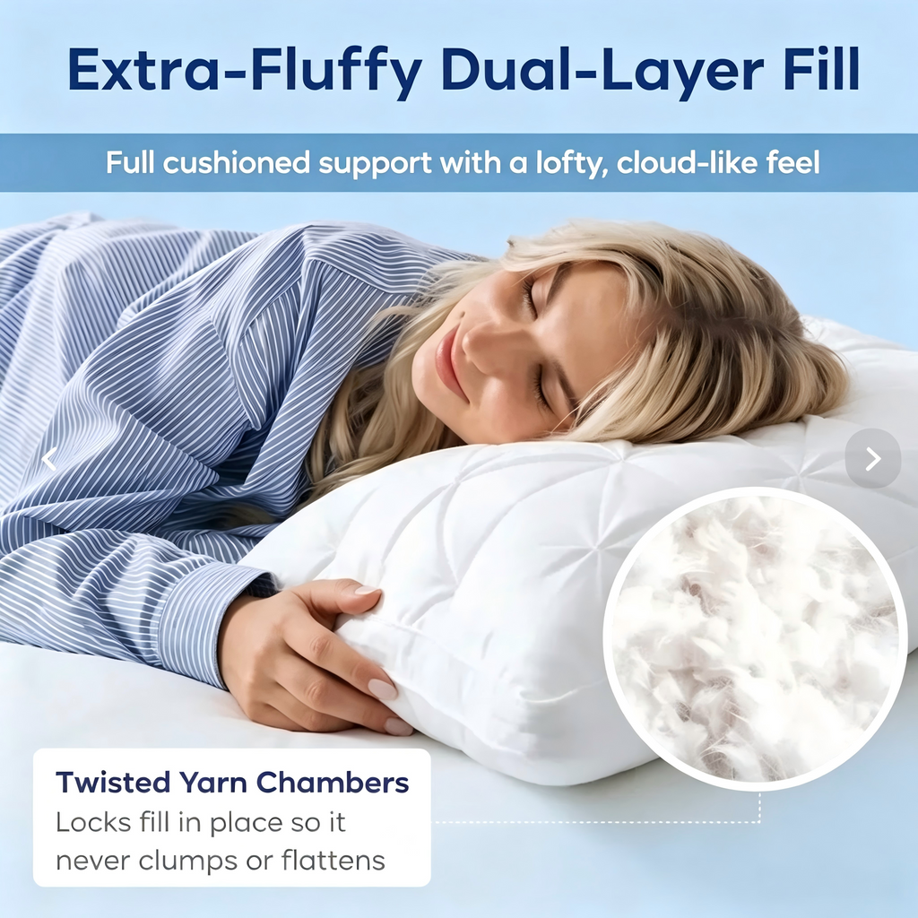 Cloud Soft Bed Pillow – Ultra-Fluffy Microfiber Fill for Side, Back & Stomach Sleepers