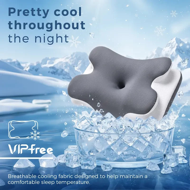 Cooling Memory Foam Neck Pillow – Ergonomic Cervical Support for Neck Pain Relief