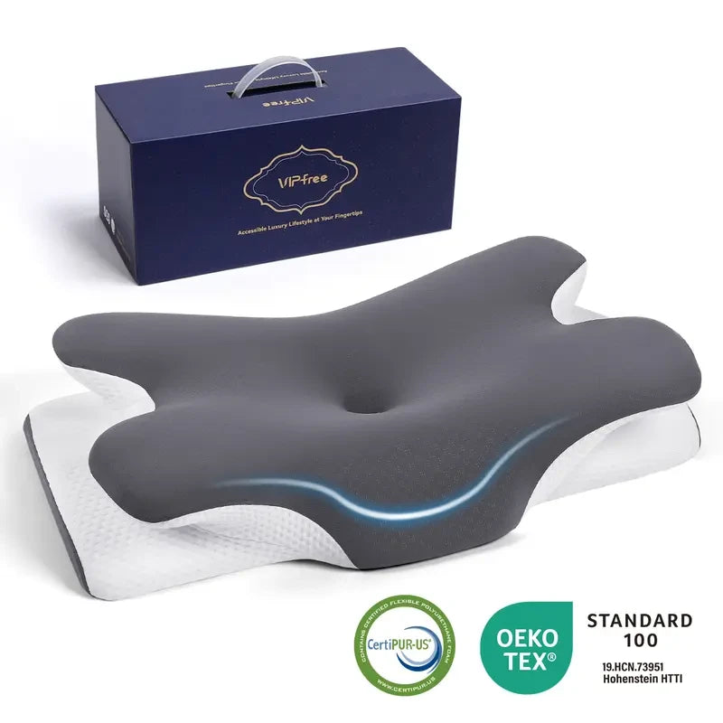 Cooling Memory Foam Neck Pillow – Ergonomic Cervical Support for Neck Pain Relief