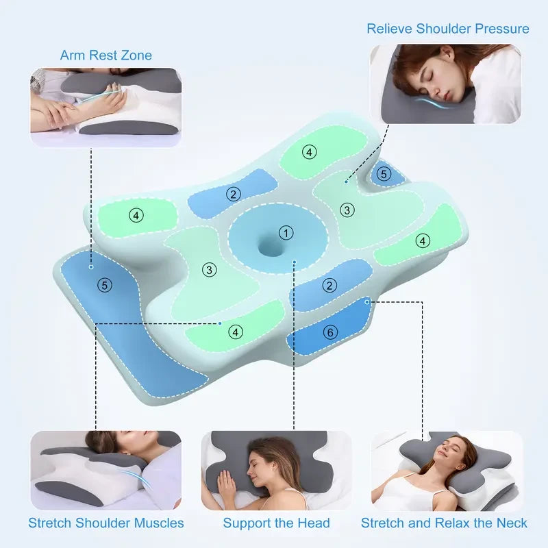 Cooling Memory Foam Neck Pillow – Ergonomic Cervical Support for Neck Pain Relief