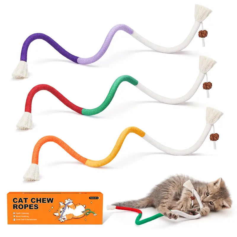 Cat Rope Toys with Jingle Bells, 3-Pack - 2 Lengths