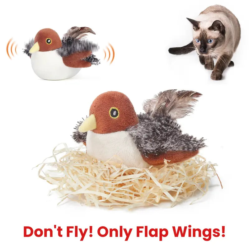 Flapping Sandpiper Cat Toy - Bite Resistant, Touch-Activated, Rechargeable, Hangable, Lifelike Chirping Sound, Flap Mode, Fly-Like Motion, Realistic Bird Action Sparks Chasing, Durable Kitten Interactive Pet Toy