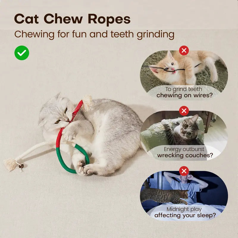 Cat Rope Toys with Jingle Bells, 3-Pack - 2 Lengths