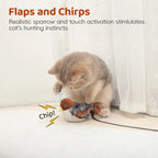Flapping Sandpiper Cat Toy - Bite Resistant, Touch-Activated, Rechargeable, Hangable, Lifelike Chirping Sound, Flap Mode, Fly-Like Motion, Realistic Bird Action Sparks Chasing, Durable Kitten Interactive Pet Toy