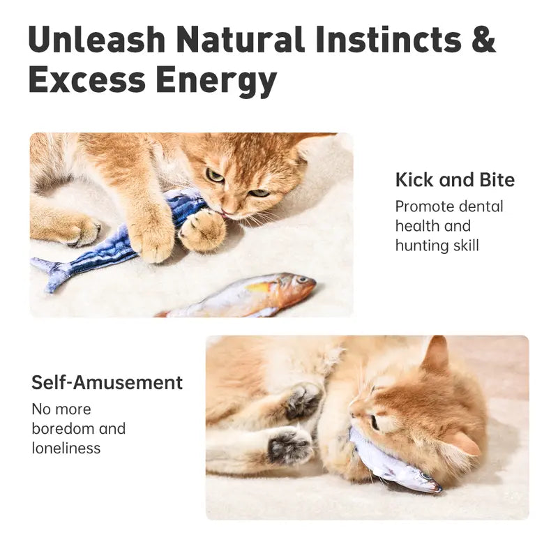 3-Pack Floppy Fish Cat Toys for Playtime